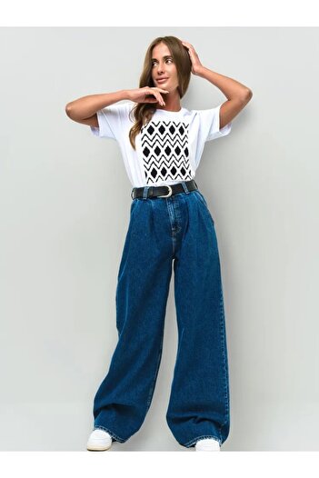 PENTHİLUS Casual Round Neck Short Sleeve T-Shirt with Decorative Print
