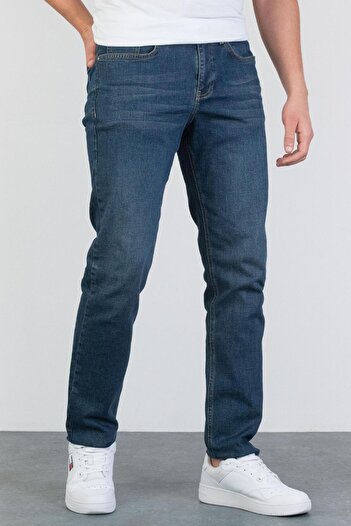 HALAT'S Erkek HALAT'S Regular Fit Okyanus Mavisi Likralı Jean Kot Pantolon JOSEF