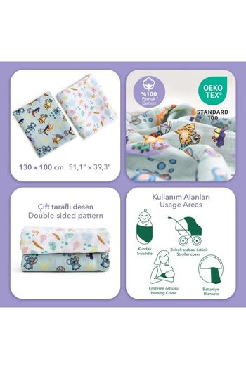 Milk & Moo Milk&Moo Musselin-Decken Set 2er Jungle Friends