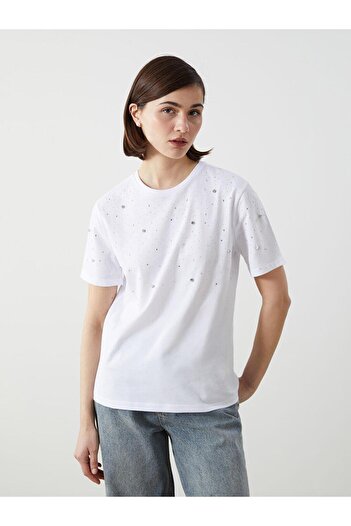 LC Waikiki Γυναικείο T-Shirt LCW Crew Neck Stone
