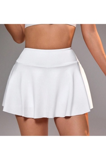 LADY HAZAL White High Waist Swim Shorts - Darkalıp Tights Swim Skirt - Lady Pocket Short Beach Shorts