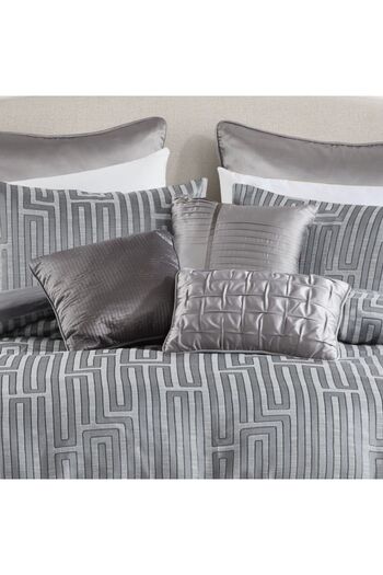 Orange Bed & Bath رويس | طقم لحاف مزدوج ١١ قطعة - رمادي