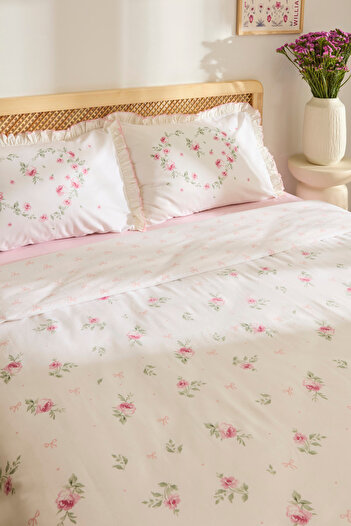 Kaşmir Home Pure Love %100 Pamuk Çift Kişilik Nevresim Takımı Rose