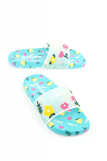 TECOS Women's floral print beach slippers, Tecos®, size 39, blue, 25.5 centimeters