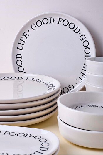 Perotti Good 14 Piece Stackable Breakfast Set for 6 People Breakfast Presentation Set Plate with Sauce Bowl