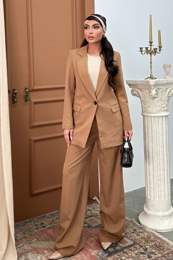 msm fashion Kadın Blazer Ceket Rahat Kalıp Astarlı Tek Düğmeli Ceket
