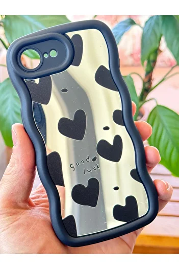 Fibaks Case for Apple iPhone 16E Mirror Heart Pattern Soft Edge Camera Protection Silicone Cover