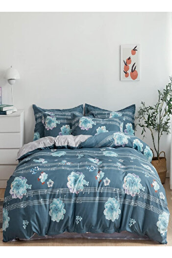 RISHAHOME 6-Piece Double Duvet Set – Microfibre, MANGATA | Duvet Cover, Flat Sheet & 4 Pillowcases