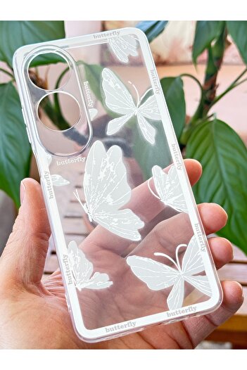 Fibaks Oppo A60 Case Designed Patterned Camera Protection Transparent Butterfly Flexible Soft Silicone Cover