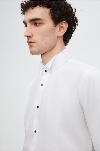 D'S Damat Ds Damat Slim Fit White Plain Tuxedo Shirt
