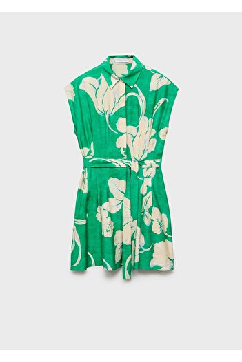 MANGO Woman Kemerli desenli elbise