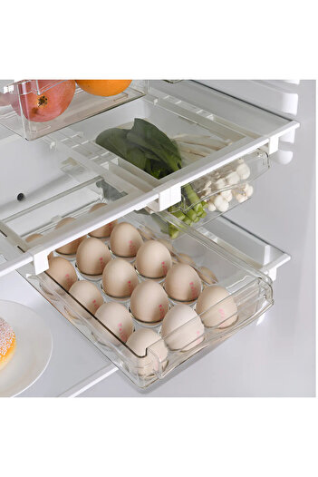 Herum Set of 2 food storage containers, refrigerator shelf attachment, Transparent, 30 x 19.8 x 9.5 cm
