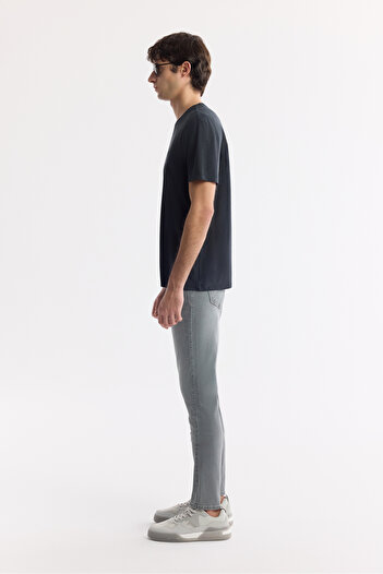 Avva Men's Berlin Slim Fit Grey Distressed Washed Cotton Elastane Jean Pants A51Y3517