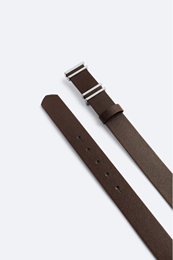 Avva Men's Brown 100% Leather Textured Belt A42Y9304
