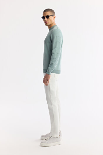 Avva Ανδρικό πουλόβερ από ραγιόν με υφή Nil Green Crew Neck A51Y5022