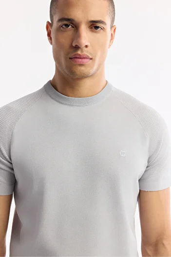 Avva Men's Regular Fit Gray Crew Neck Rayon Knit T-Shirt A51Y5005
