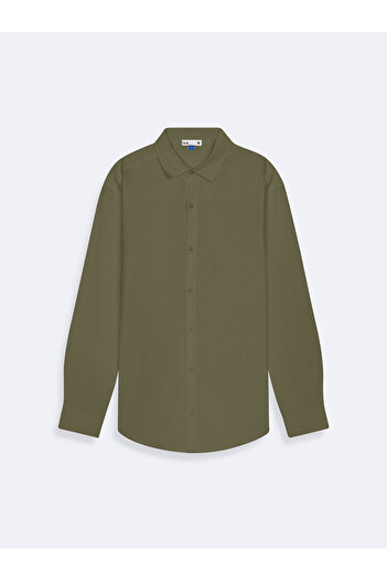 Ltb Relaxed Linen Look Long Sleeve Shirt Collar White Shirt