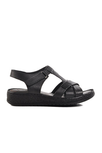 Voyager Black Genuine Leather Women's Sandals