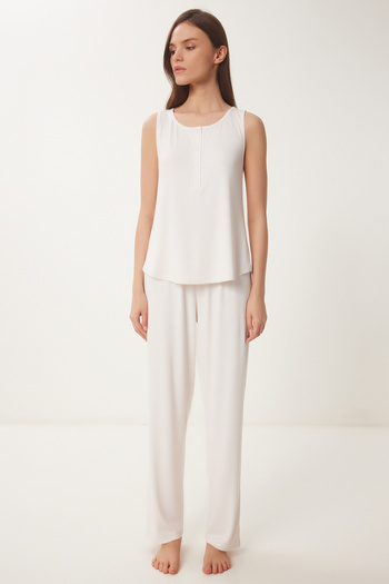 Happiness İstanbul Women's Powder Sleeveless Viscose Pajama Set Pq00002