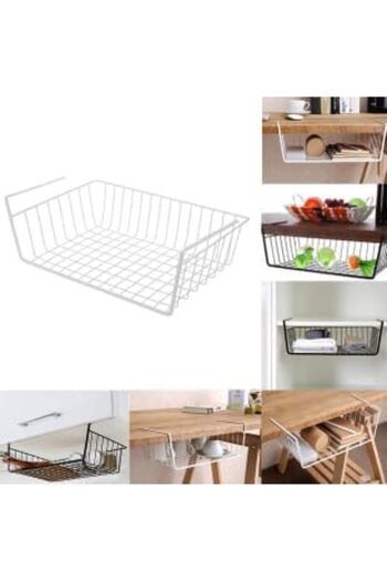 STOREMAX Sellbuyst 2 Pcs Stainless Metal Kangaroo under Shelf Basket Steel Hanging Organizer Trendy 26645
