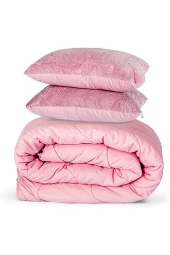 STOREMAX Sellbuyst Home Bedding Welsoft Pink Comforter Set Double Size (2 Silicone Pillows and Covers)