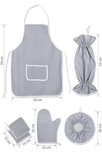 STOREMAX 6 Piece Kitchen Set & Kitchen Apron, Oven Mitt, 2-Piece Pot Holder, Organizer Bag Holder,