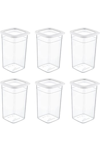 STOREMAX Sellbuyst Set of 6 Skali Square Storage Container White 1440 ml Trendy 266450