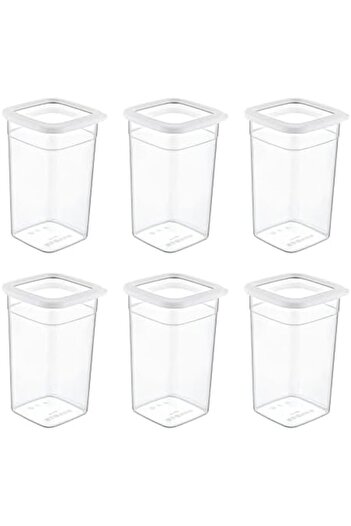 STOREMAX Sellbuyst Set of 6 Skali Square Storage Container White 1440 ml Trendy 266450