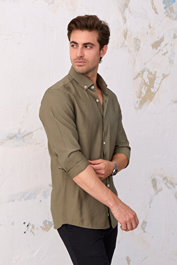 Yardalı Men S Modal Look Button-Down Collar Shirt Soft and Breathable Easy to Iron Stylish Design