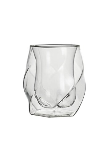 OEM Double-walled glass, twisted, transparent, comfortable and easy to handle, 6.5 x 9.5 x 7 cm