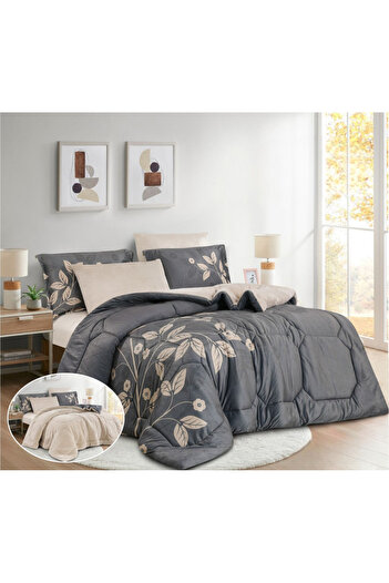 HOURS Horse Fur Winter Duvet Set, Reversible, Heavy Fill, 6 Pieces, King Size