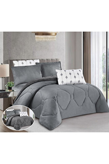 HOURS Horse Fur Winter Duvet Set, Reversible, Heavy Fill, 6 Pieces, King Size