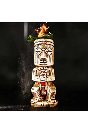 OEM Pahar pentru cocktail, Tiki Samif, din ceramica, multicolor, 450 ml, 22 x 8.5 x 6.5 cm
