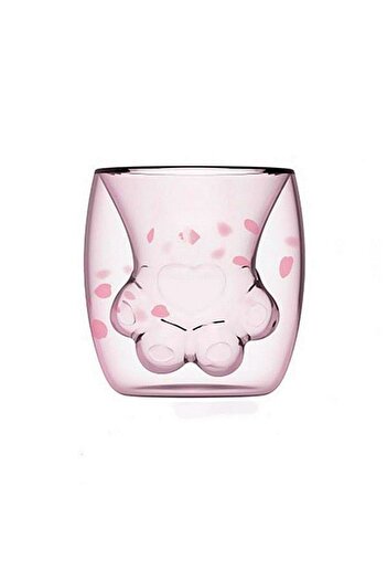 OEM Kitty Paw glass, double-walled, transparent, dimensions: 7.5 x 10.3 x 9.4 cm
