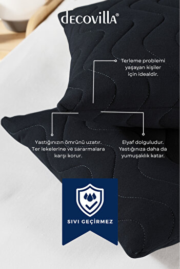 Decovilla Micro Quilted Pillow Mattresses Liquid Proof Set of 2 Pillow Protector 50X70