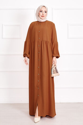 EBRUTESETTÜR Balloon Sleeve Buttoned Hijab Dress