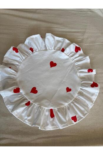 KAMİZ 6-Piece Pinwheel Heart Patterned American Service, 40X40 Round Supla Service