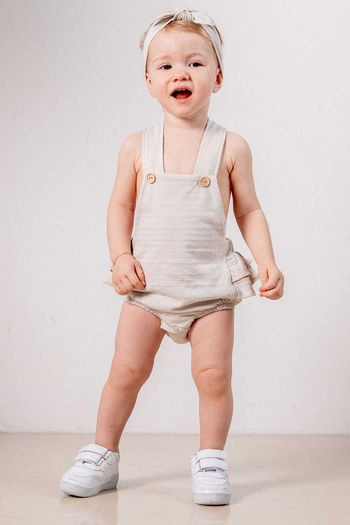 bombe Baby Kids Gray Cotton Comfortable Salopet Jumpsuit 2-Piece Set Trend Fashion Bottom Top Set