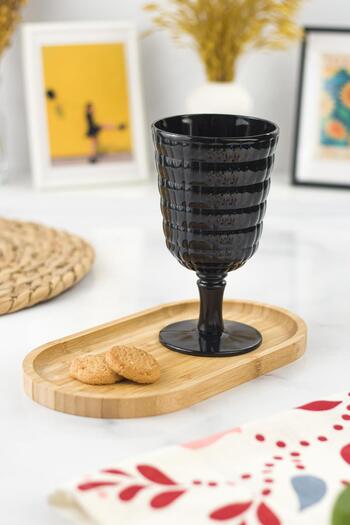 EWs Allegra Black Set of 6 Goblet Glasses 750 ml Acrylic Material - Not Glass Shatter-Resistant