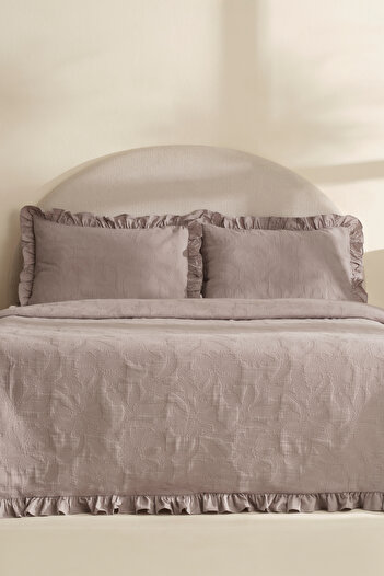 Karaca Home Lavinya 100% Cotton Double Bedspread Set Gray