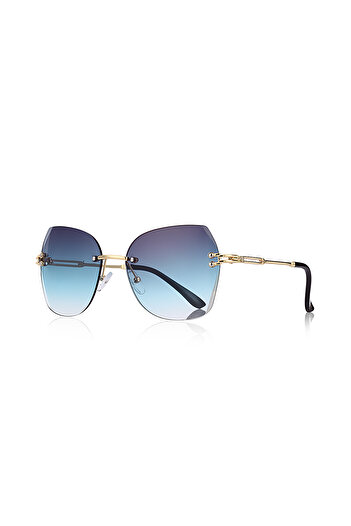 Kinary Women's Crystal Blue Metal Sunglasses (Uv400 Protected) No:2