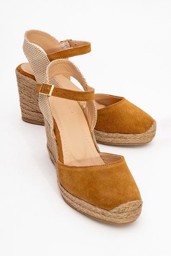 LuviShoes Si̇nta Soil Suede Leather Women's Heeled Sandals