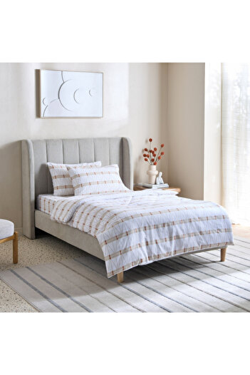 Home Box Malta Lattice 3-Piece Printed Cotton Twin Duvet Cover Set 150x220 cm