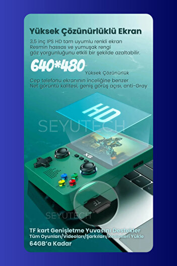 SEYUTECH X6 Oyun Konsolu Yeni Nesil El Atarisi 10.000+ Oyun IPS Net Ekran Mp3/Mp4/Video Gamepad