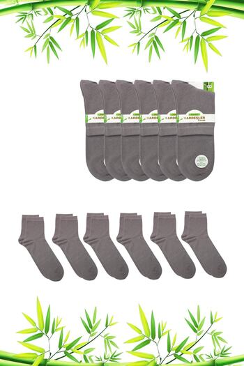 KARDEŞLER ÇORAP Men's Bamboo Half Socks Gray Plain Socks - Pack of 6 Seamless