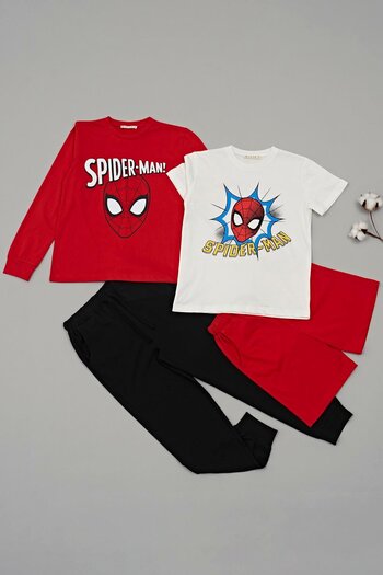 for you kids 4-Piece SPIDER-MAN Printed T-shirt Shorts Trousers Red Set