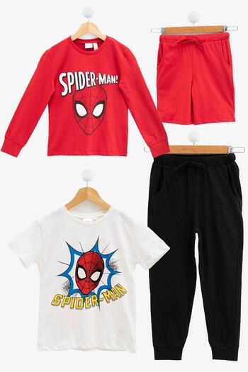 for you kids 4-Piece SPIDER-MAN Printed T-shirt Shorts Trousers Red Set