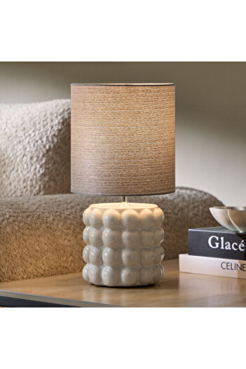 Home Box Emzie Ceramic Table Lamp with Linen Shade 33 cm