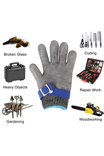 Jewval Butcher Glove Anti-Cut Steel Glove Stainless Metal Wire Mesh Mesh Cut Safety Single Hand