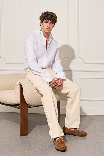 Beyyoglu 100% Linen Basic Shirt
